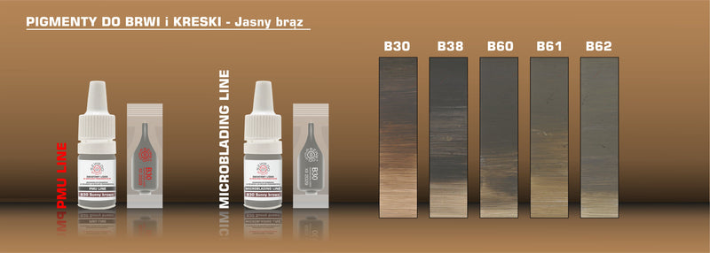 Jasne brązy pigmenty do makijażu permanentnego