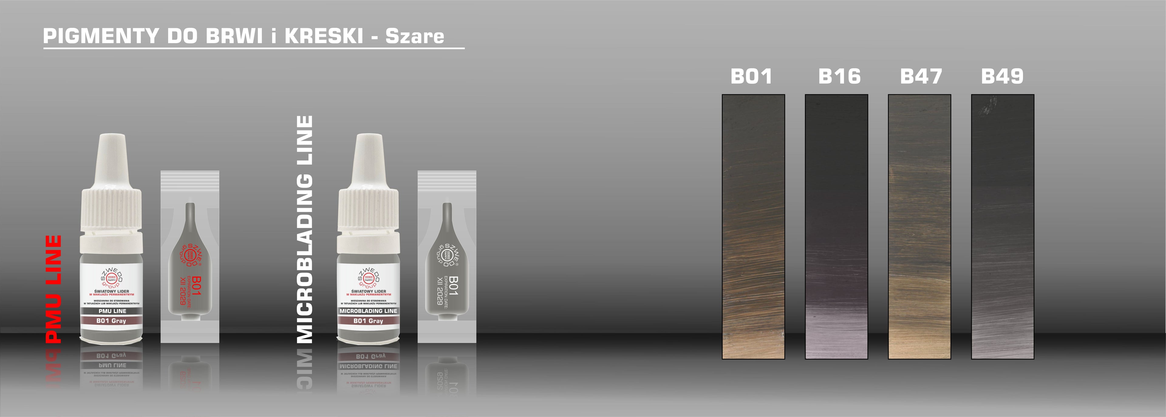 Szare pigmenty do makijażu permanentnego