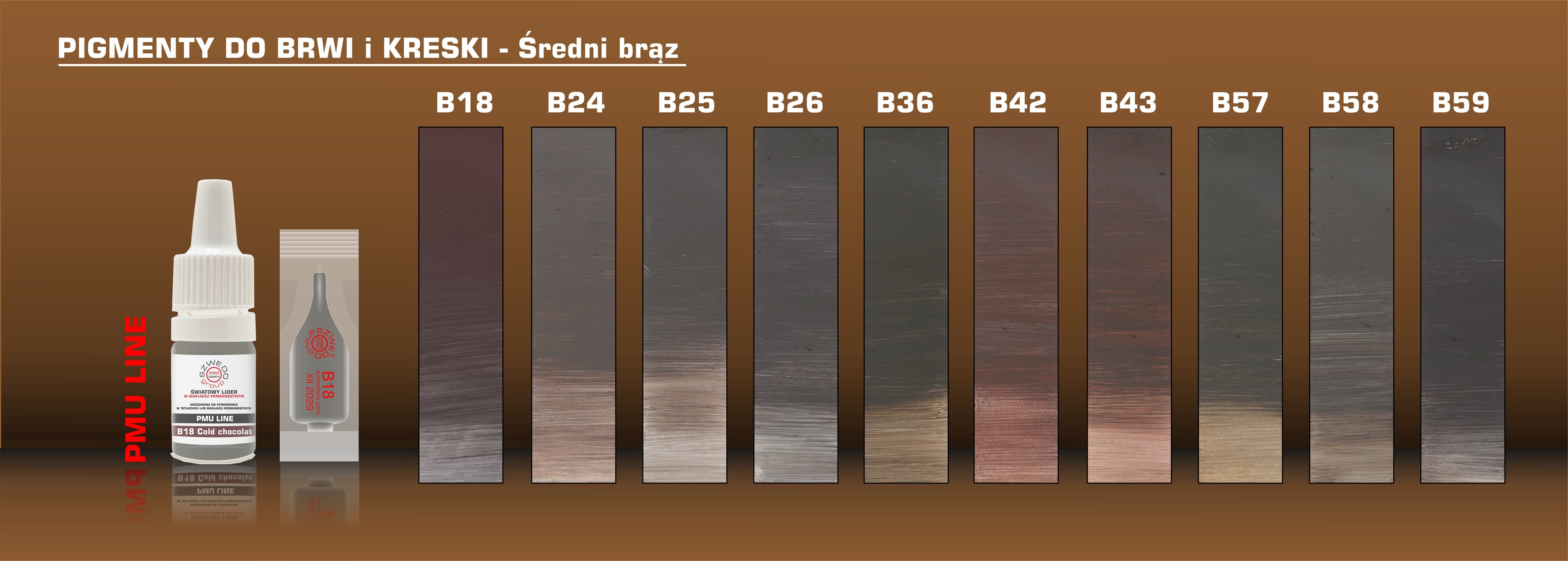 Średnie brązy pigmenty do makijażu permanentnego