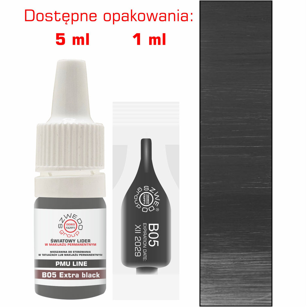 B05 Extra black – intensywny czarny pigment do makijażu permanentnego brwi