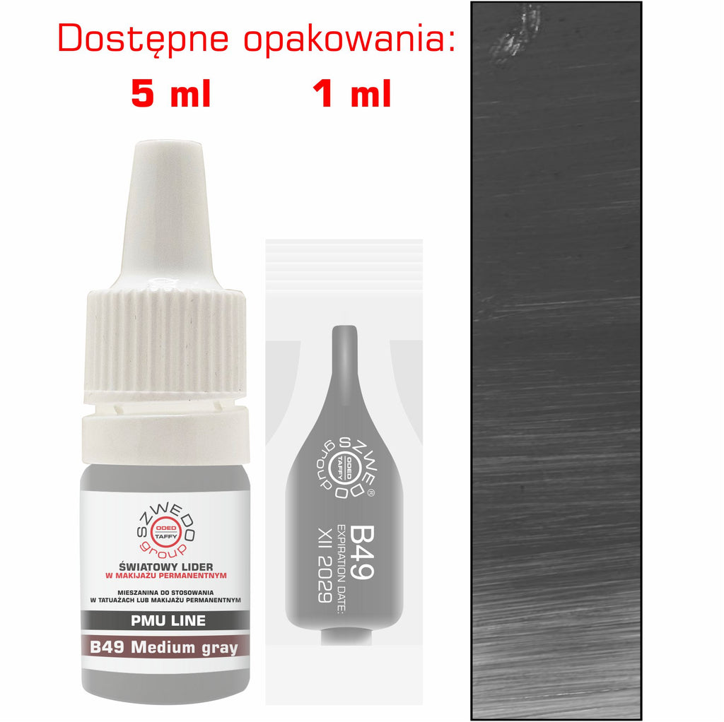 B49 Medium gray – Chłodny, nasycony szary do makijażu permanentnego brwi