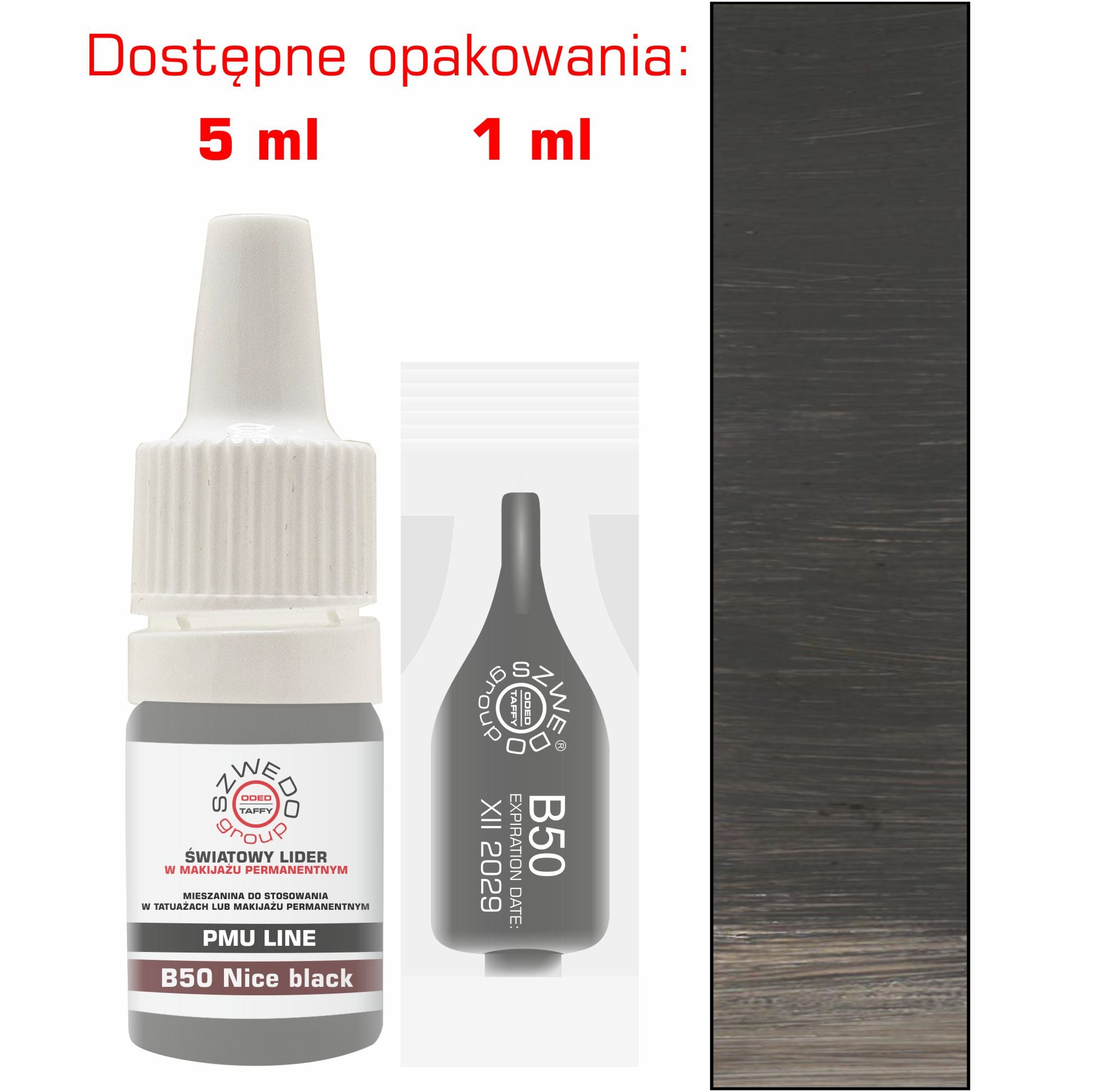 B50 Nice black – Neutralny czarny pigment do makijażu permanentnego brwi