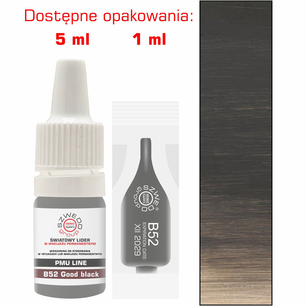 B52 Good black – czarno-brązowy pigment o neutralnej tonacji do makijażu permanentnego brwi