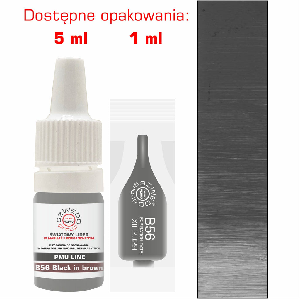 B56 Black in brown – chłodny brąz o grafitowym wykończeniu do makijażu permanentnego brwi